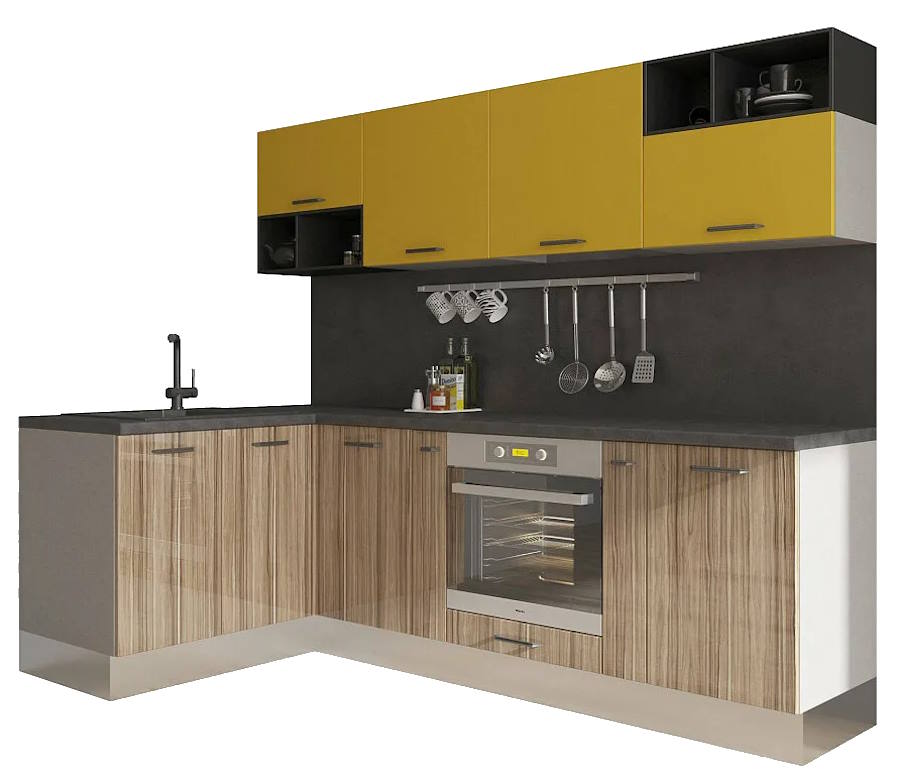 Interior of well designed modern trendy white kitchen, front view